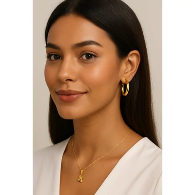 9 pár aranyozott karika fülbevaló