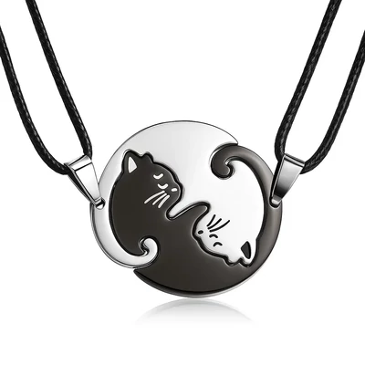 Acél bújó macskák páros nyaklánc rozsdamentes acélból