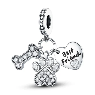 Három medálos kutyás Pandora stílusú medál