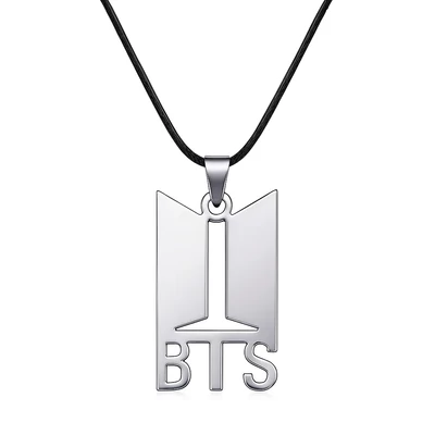 Acél BTS nyaklánc bőrszíjon