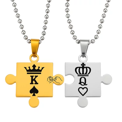 King &amp;amp; Queen acél páros nyaklánc