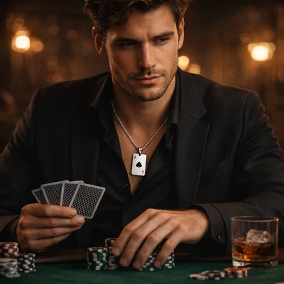 Pókerkártya acél nyaklánc