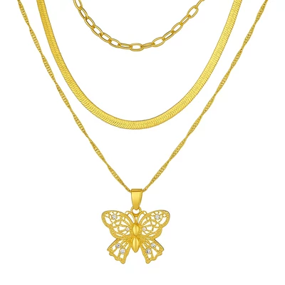 Háromsoros pillangós nyaklánc