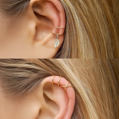 Ötrészes leveles fülbevaló szett