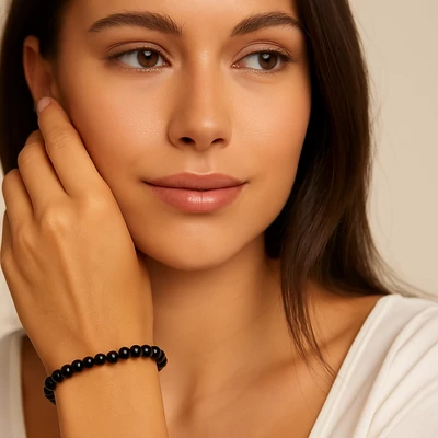 Fekete obszidián karkötő