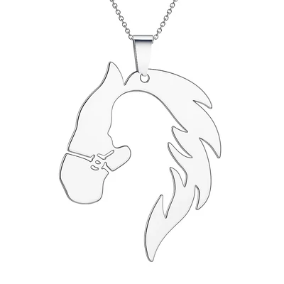 Acél lovas nő nyaklánc