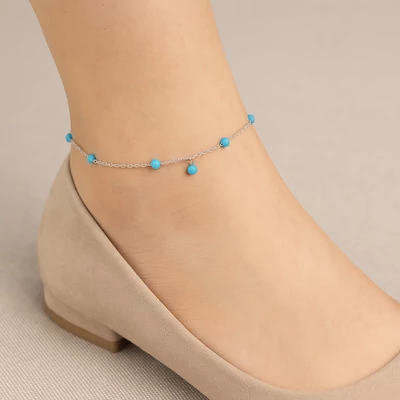 Türkiz gyöngyös bokalánc