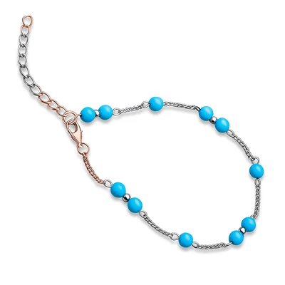 Türkiz gyöngyös bokalánc