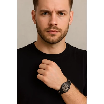 Motoros férfi bőr karkötő &amp;quot;Live to Ride&amp;quot; sas motívummal