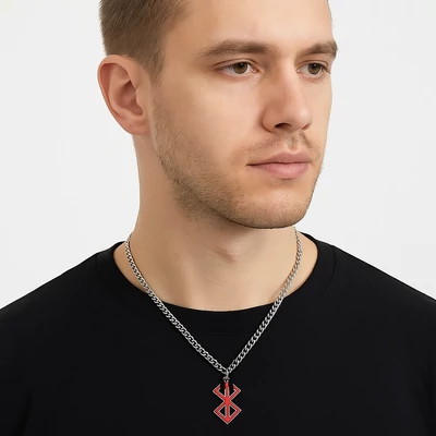 Piros zománcozott Berserk medál nyakláncon