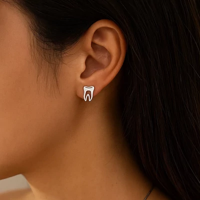 Acél fog fülbevaló