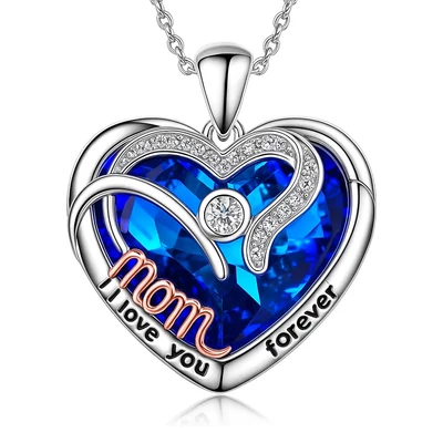 Kék szíves anya nyaklánc