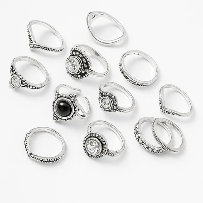 11 részes fekete gyűrű szett