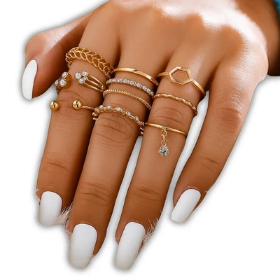 8 részes arany színű gyűrű szett