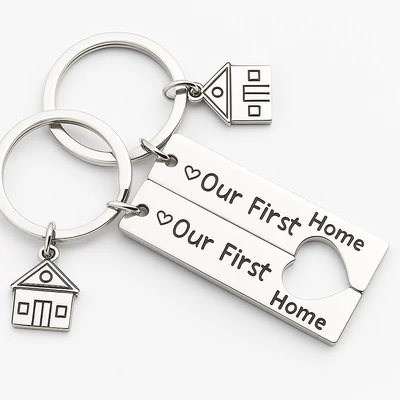 Acél páros kulcstartó első otthonhoz