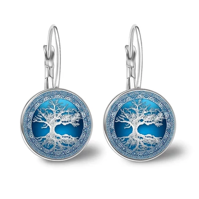 Kék-fehér életfás fülbevaló
