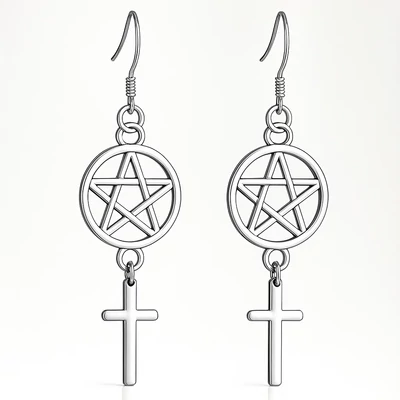 Pentagramos keresztes fülbevaló
