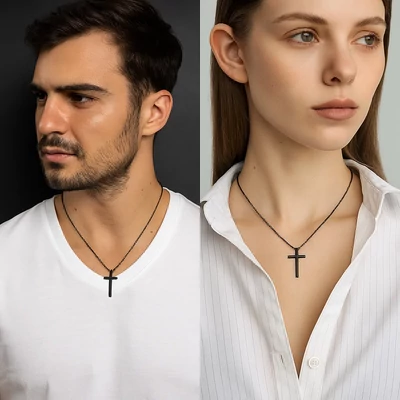 Acél keresztes nyaklánc