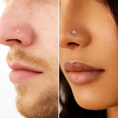 Acél orr piercing szett cirkon kővel