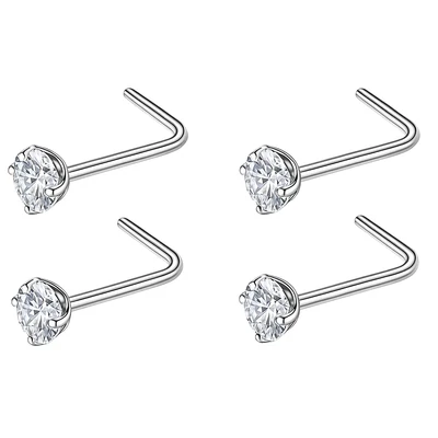 Acél orr piercing szett cirkon kővel