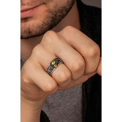 Acél koponyás rózsás gyűrű