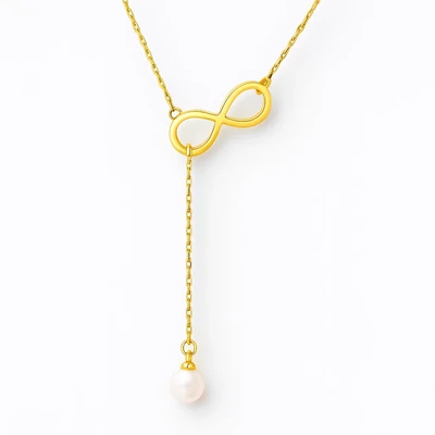 Acél végtelen + gyöngy nyaklánc