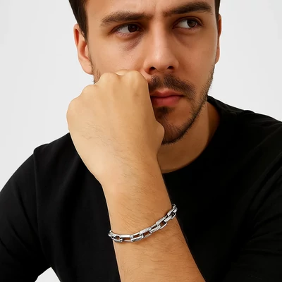 Acél kocka láncos karkötő