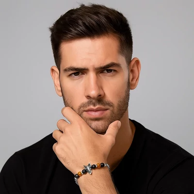 Acél farkasfejes karkötő