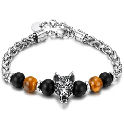 Acél farkasfejes karkötő