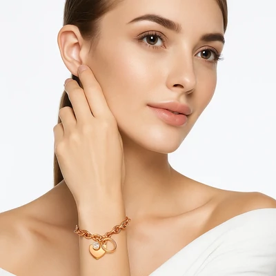 Acél dupla szíves OT karkötő