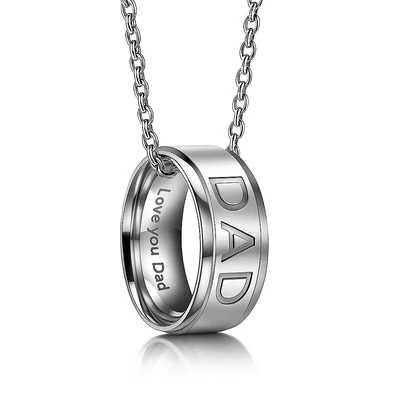 Acél apa nyaklánc-gyűrű