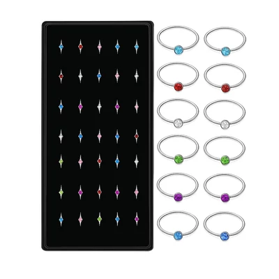 40 db-os 316L orvosi acél orr piercing kör alakú színes