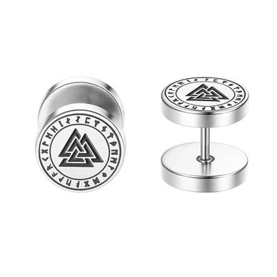 Acél Valknut viking fülbevaló
