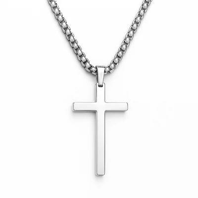 Acél kereszt nyaklánc (ezüst színű)