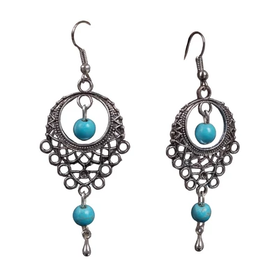 Bohém türkiz fülbevaló