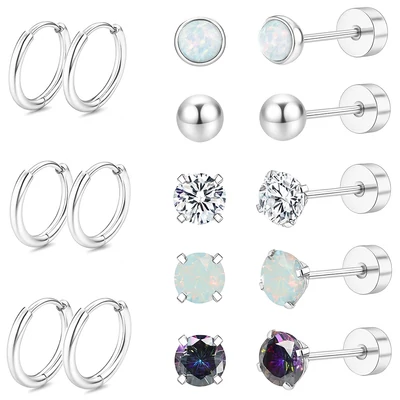 Prémium 8 darabos acél fülbevaló szett