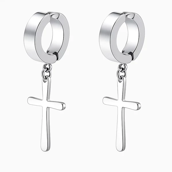 Acél kereszt fülbevaló