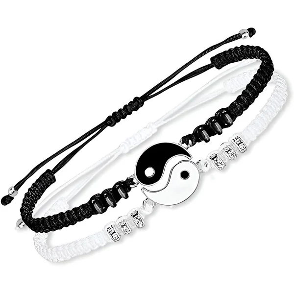 Jin-jang páros karkötő fekete és fehér gyöngyökkel