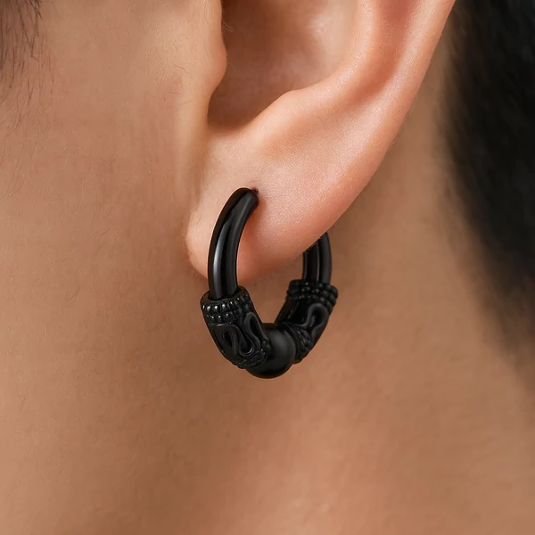 Acél punk férfi fülbevaló fekete modell