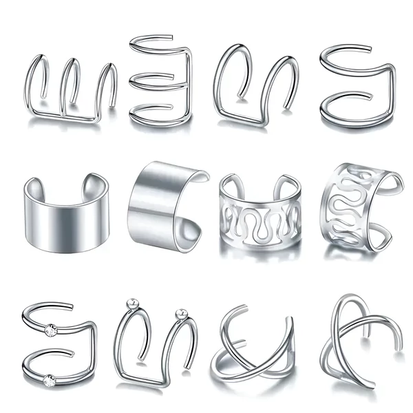 Acél 12 db-os fülbevaló szett