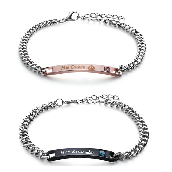 Acél King-Queen páros karkötő