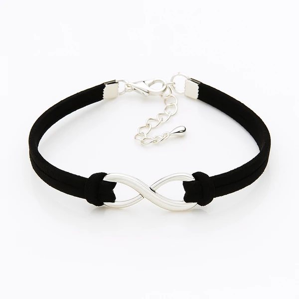 Fekete bőr végtelen jeles karkötő