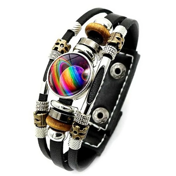 3 dimenziós szivárványos bolygós bőr karkötő