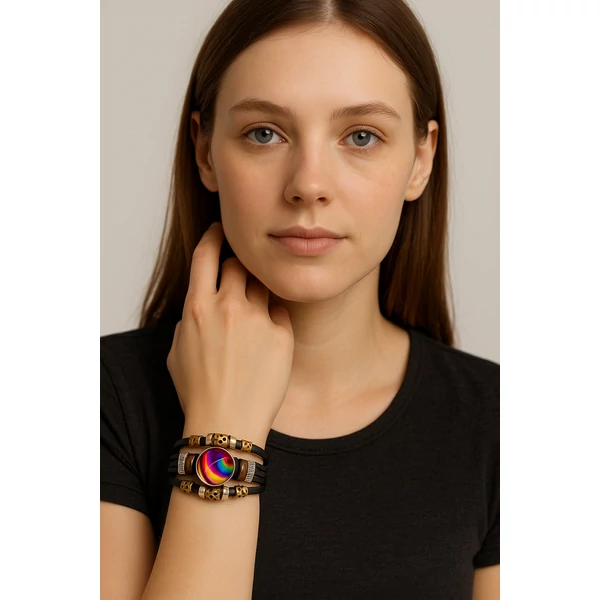 3D szivárványos bolygós karkötő modellen