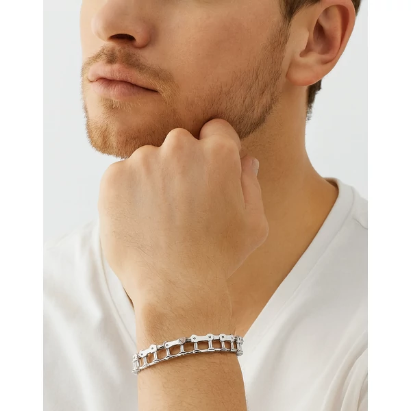 Férfi acél biciklilánc karkötő csuklón