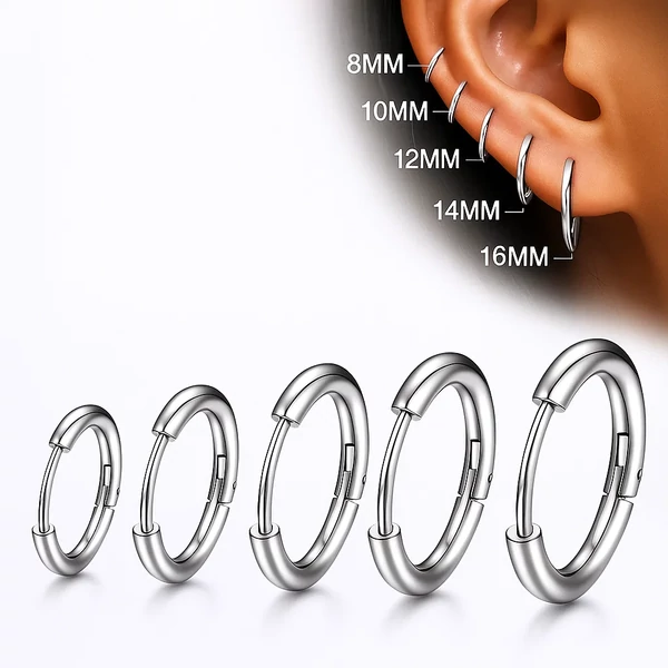 10 db-os acél férfi karika fülbevaló