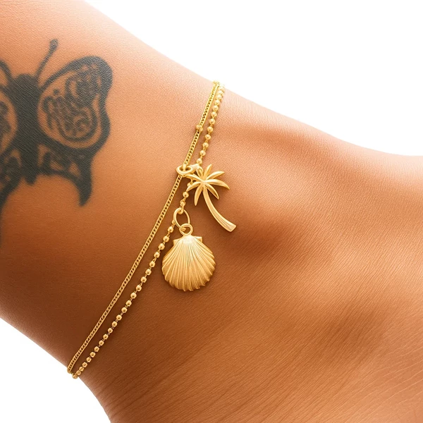 Kétsoros pálmás-kagylós bokalánc