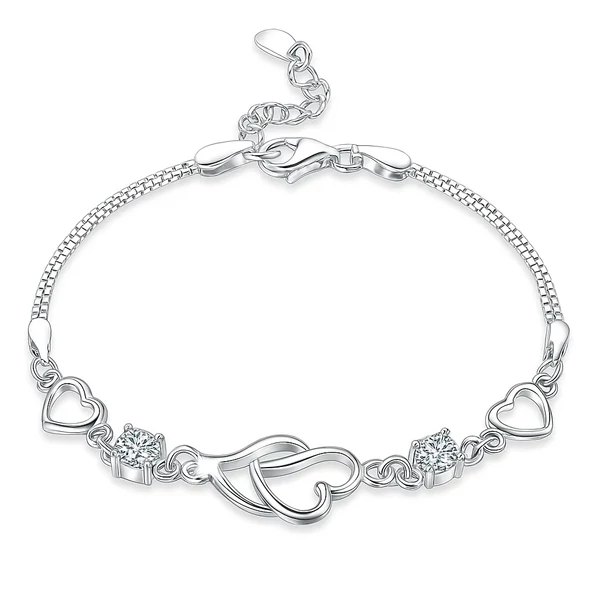 Exkluzív ezüstözött szíves karkötő