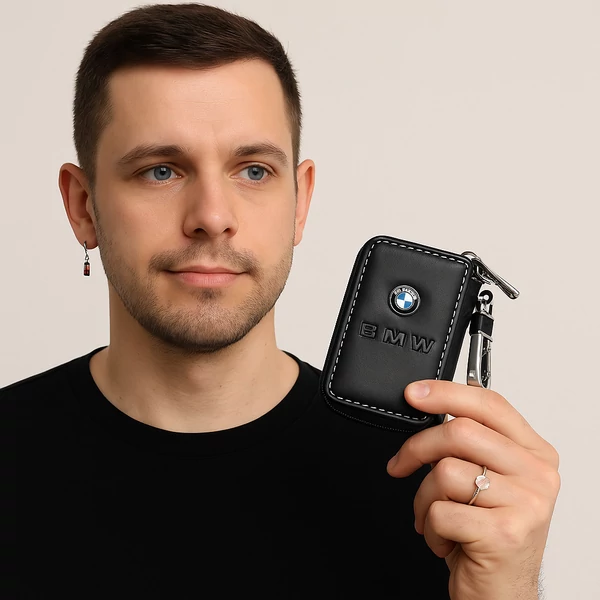 Műbőr BMW kulcstartó kézben