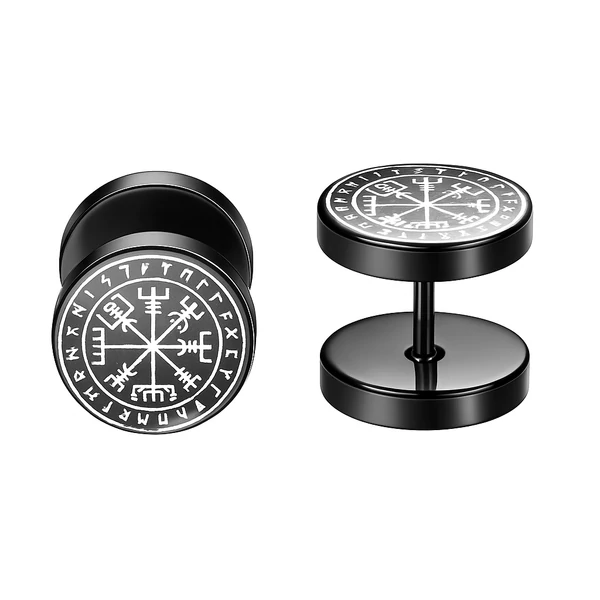 Acél Vegvísir iránytű viking fülbevaló